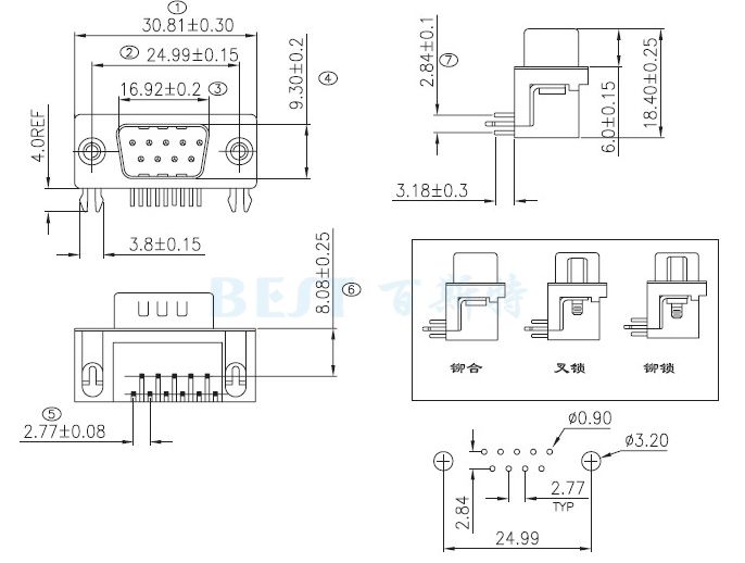 DB连接器DR-9P-04 DB连接器DR-9P-04