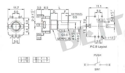 编码器EC11Y0参考图纸  编码器EC11Y0参考图纸