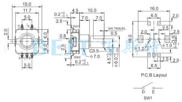 编码器EC11I0参考图纸